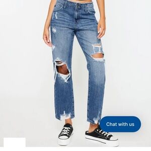 KanCan Ariela high rise straight leg distressed jeans 13/30